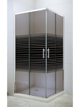 Paravan 6006 braon/crne pruge staklo 5mm 90x90x195 silver kompenz. profil KBJ600690BP