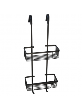 Ravna dvospratna crna polica za tuš paravane/POLKA-01B-S