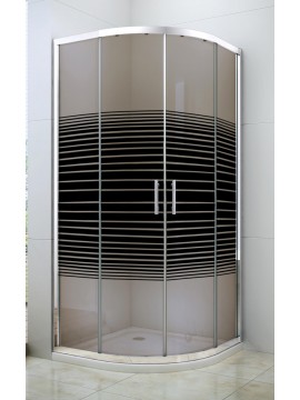 Paravan 6012 braon/crne pruge staklo 5mm R80x195 silver kompenz.profi KBJ109280BP
