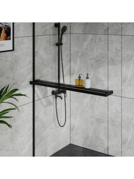 Polica za tuš kabinu Walk-in crna WTS-01-90B